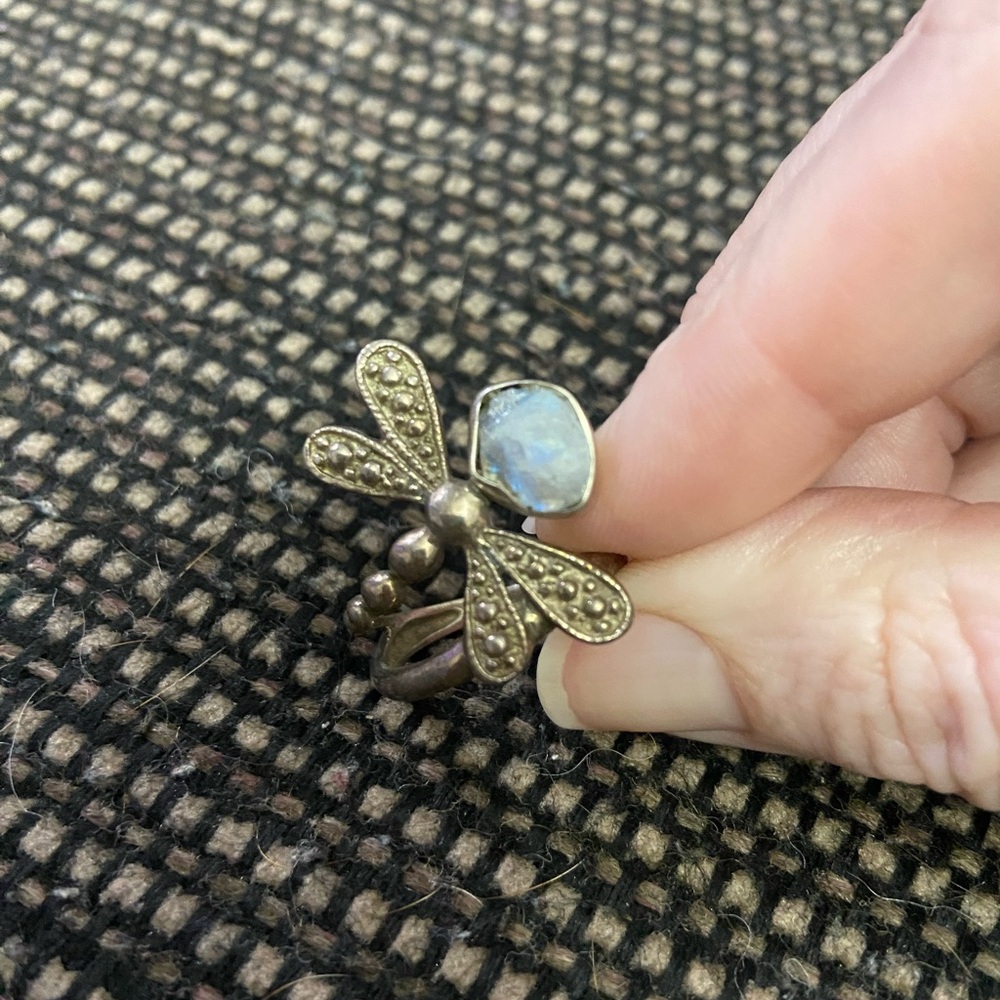 Elegant Dragonfly Ring with Moonstone Accent